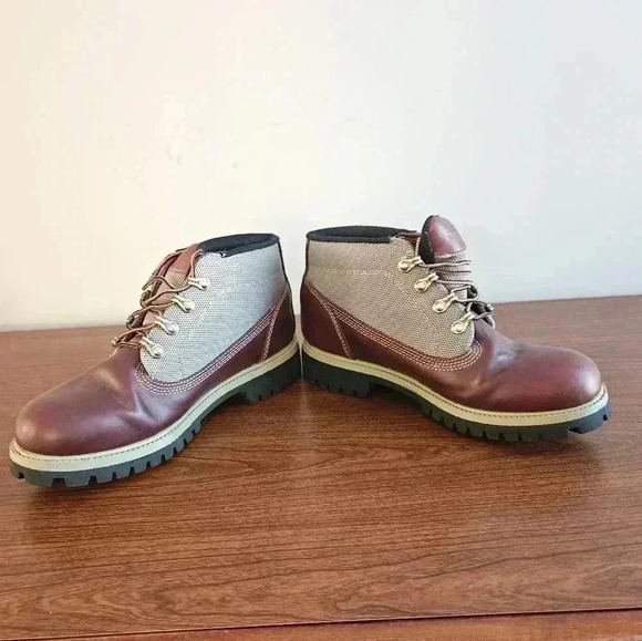 Timberland Burgundy and Tan Hiking Boots SIZE 7 M - Picture 2 of 11